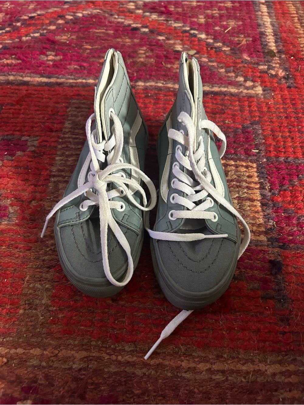 High-Top Canvas Sneakers in Gray with White Laces